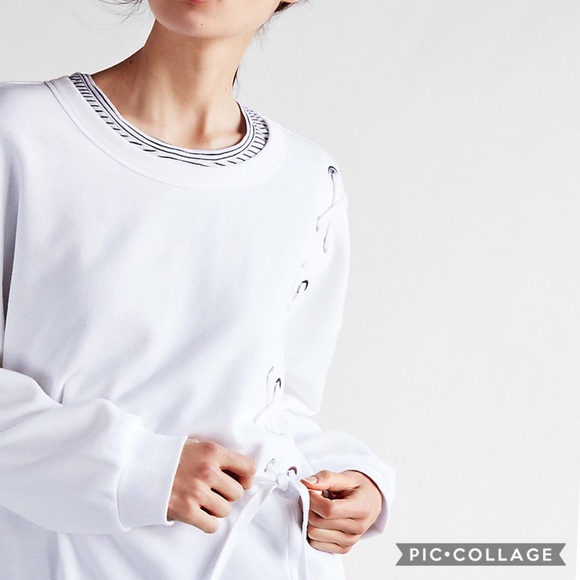 Express One Eleven Asymmetrical Lace Up Sweatshirt - Picture 3 of 3